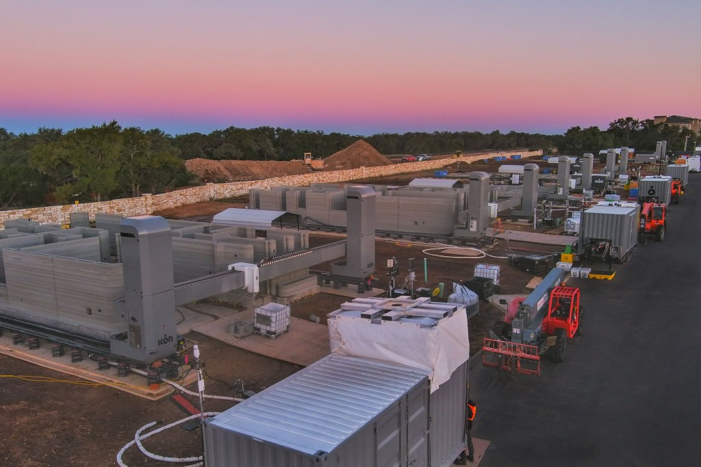 Aerial view of a habitat construction demonstration site in Texas